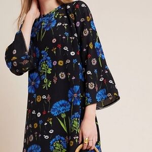 Maeve Anthropologie Aderyn Botanical Silk Dress Size Small